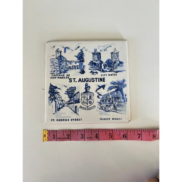 St Augustine Vintage Tile Art Plate, Made by Green Creations - Picture 1 of 5